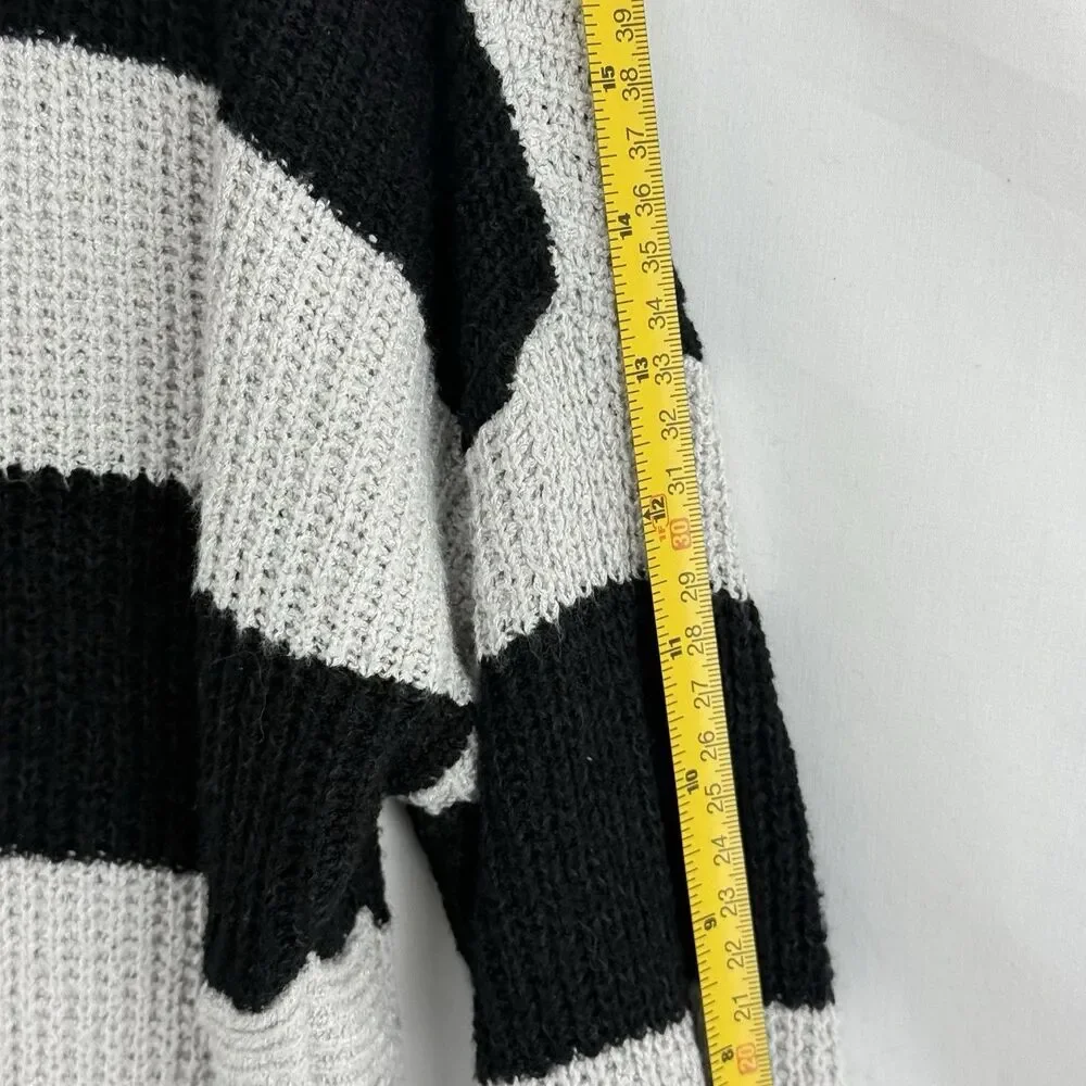 Express S Petite Black Gray Knit Sweater Dress Tunic 3/4 Sleeve High Low Hem